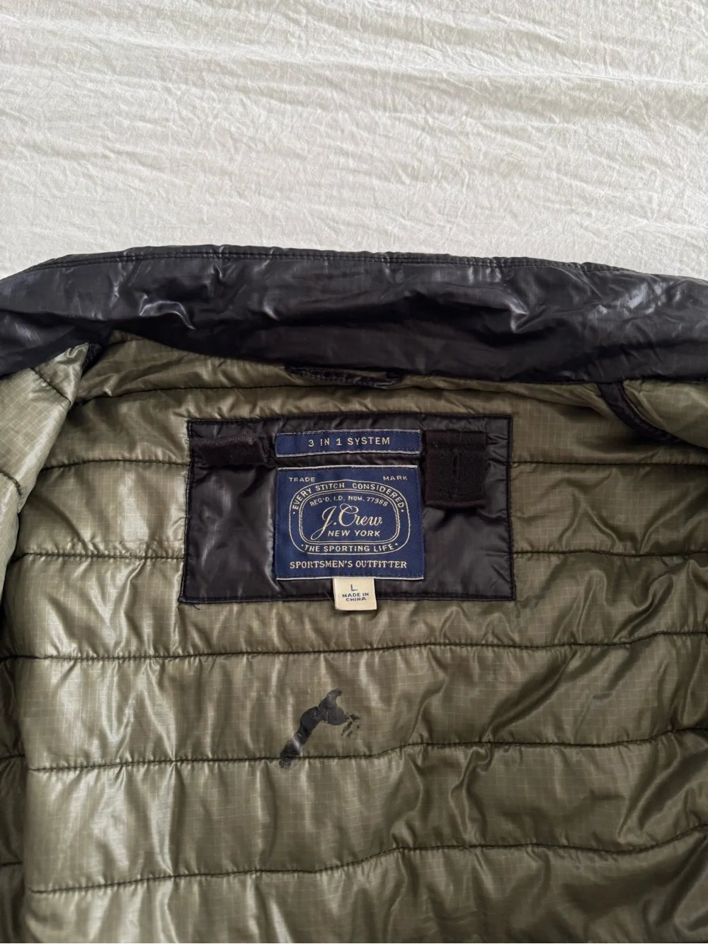 Vintage J.Crew 3-in-1 System Quilted Puffer Jacket Black Mens L